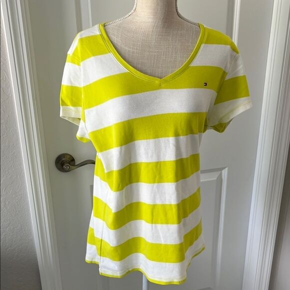 Tommy Hilfiger Citron Yellow and Green Fitted Short Sleeve Tee - Picture 1 of 7